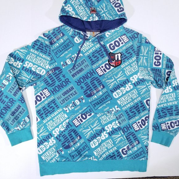 361˚ USA Blue Turquoise All-over Print Hoodie - Picture 1 of 12